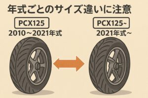 PCX125　年式ごとのサイズ違い